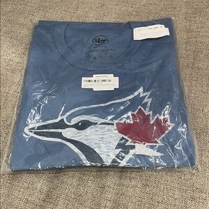 47 Men’s Blue Toronto Blue Jays Graphic Tee with Red Maple Leaf